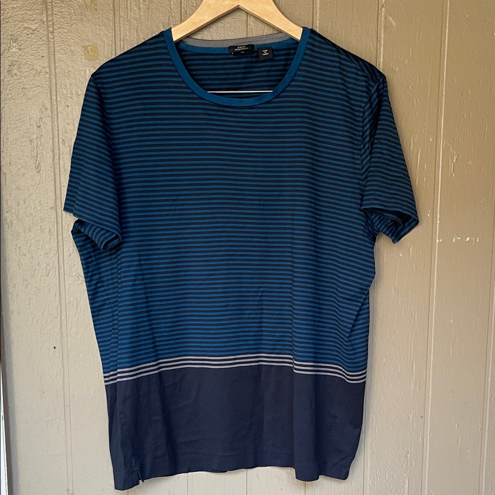 Hugo Boss Navy and Black Striped Tee short sleeve